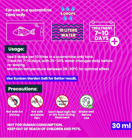 The Fish Safe Hexamita | Advanced Internal Parasite Treatment | For Cichlids & Tropical Fish | 60ml